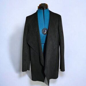 Dynamite Black Faux Suede Open Front Shacket - Size Medium